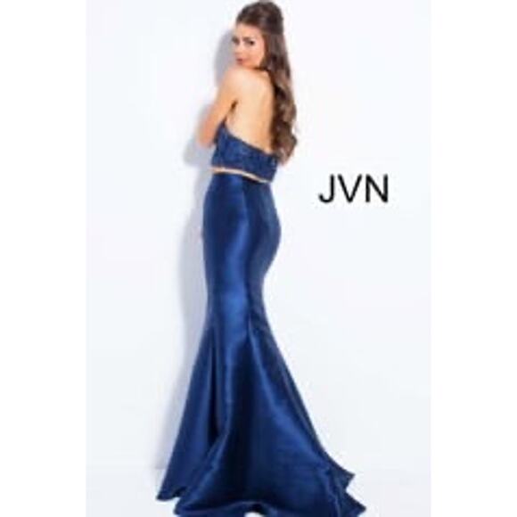 JVN by Jovani 2 Piece Navy Mermaid Prom Dress Size 2 - Picture 2 of 2